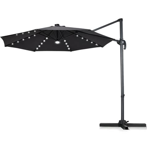 Costway 10 Ft Aluminum Cantilever Solar Led Offset Patio Umbrella In