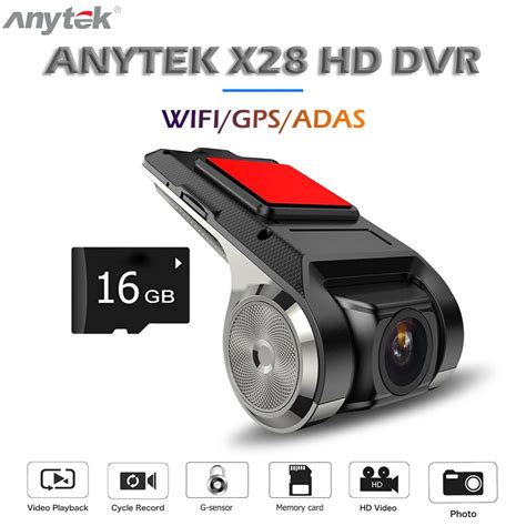 Anytek X28 Bil Dash Cam 1080p Fhd Linse Wifi Adas Gps Dvr Kamera