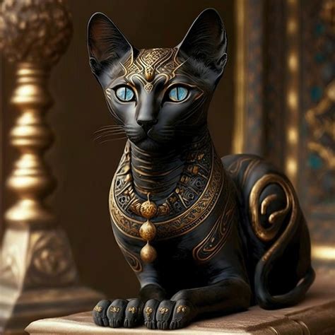 premium ai image black egyptian cat goddess bastet