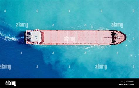 General Cargo Ship Cruising At The Mediterranean Sea Aerial Image