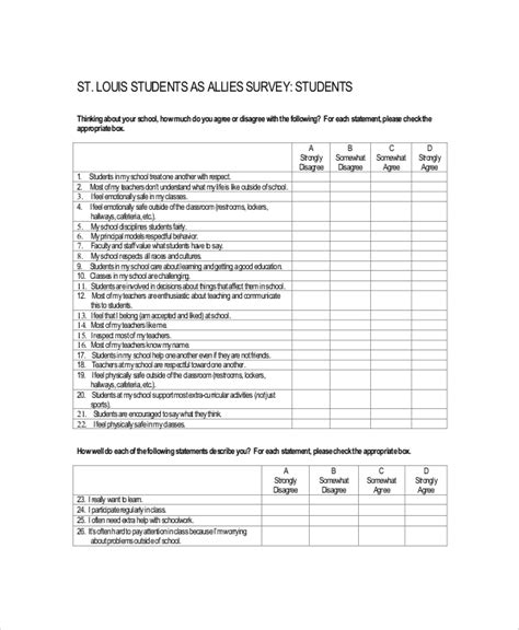 Free 8 Sample Student Survey Templates In Pdf Ms Word