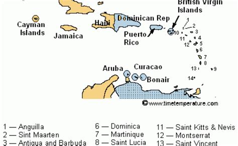 Map Of The Caribbean Region Time Zones Map Otosection