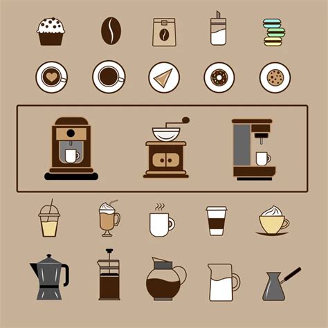 Set Of Vector Coffee Elements And Coffee Accessories And Vector