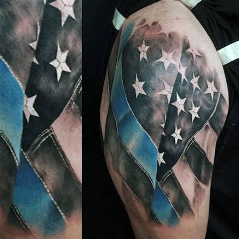 50 Thin Blue Line Tattoo Designs For Men Symbolic Ink Ideas