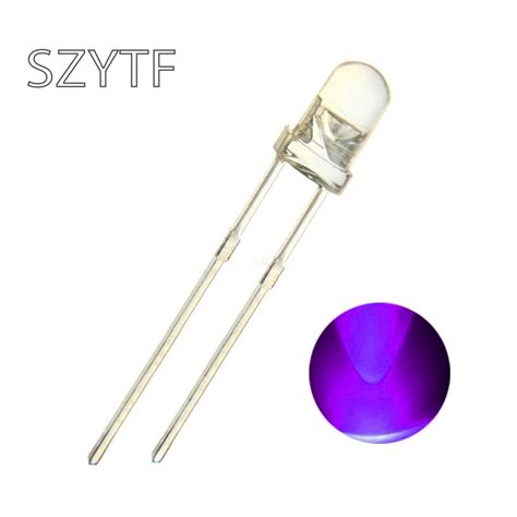 100pcs 5mm Ultraviolet 395nm 400nm Uv Led Round In Diodes From