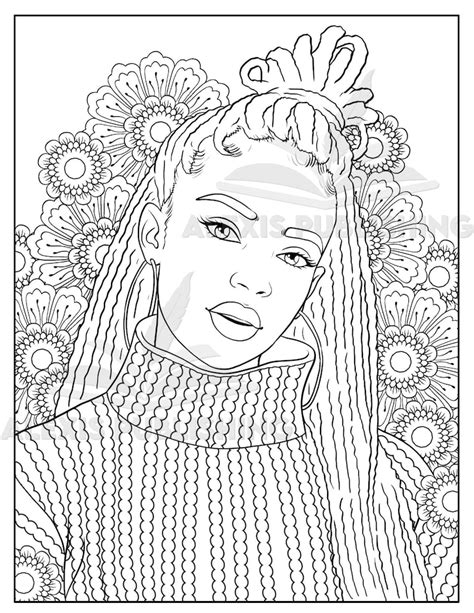 Black Women Adult Coloring Page Melanin Girl Illustration Etsy Ireland