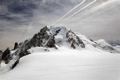Mont Blanc Mountain View From Aiguille Du Midi Mount France Stock