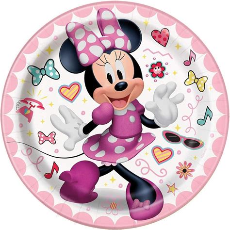 Disney Iconic Minnie Mouse Round 7 Inch Dessert Plates 8 Per Pack