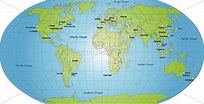 Karte von Welt mit Hauptstädten in Grün - Lizenzfreies Bild - #10647377 ...