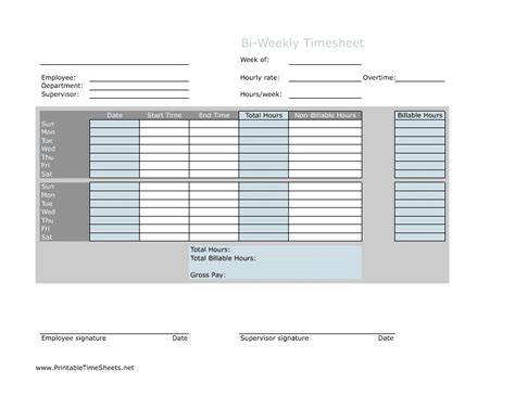 Bi Weekly Timesheet Template Download Printable Pdf Templateroller