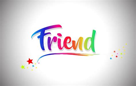 Friend Handwritten Word Text With Rainbow Colors And Vibrant Swoosh