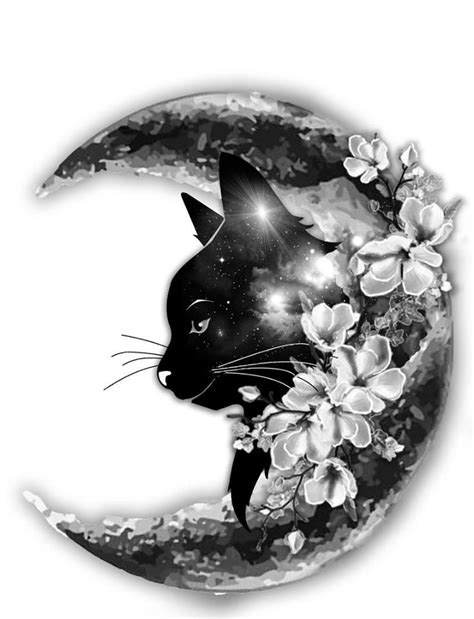 Cat Moon Custom Tattoo Design By Tattoo Tailors Black Cat Tattoos