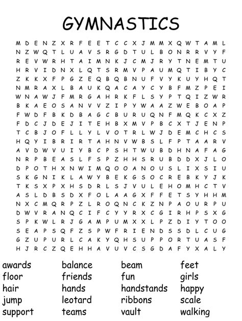 Gymnastics Crosswords Word Searches Bingo Cards Wordmint