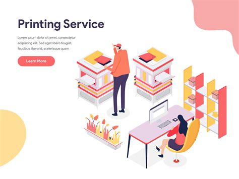 Printing Service Illustration Concept Isometric Design Concept Of Web