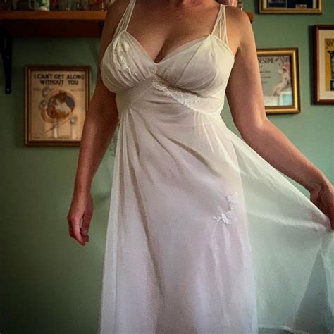 Vintage 50s60s Sheer White Nightgown By Gossard Artemis Etsy White Nightgown Night Gown