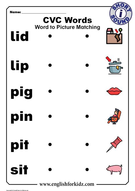 English For Kids Step By Step Cvc Words Worksheets Short I Sound