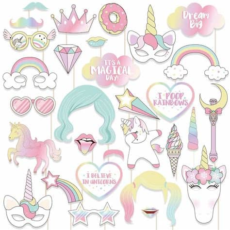 The unicorns are so adorable, thank you so much for sharing! Pastel Rainbow Unicorn Theme Photobooth Props Set of 30 ...