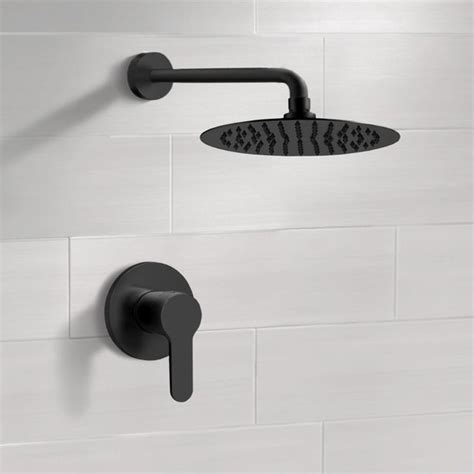 The black matte finishing gives your bathroom a. Matte Black Shower Faucet Set with Rain Shower Head ...