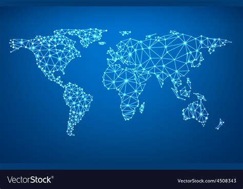 Global Network Mesh Earth Map Royalty Free Vector Image