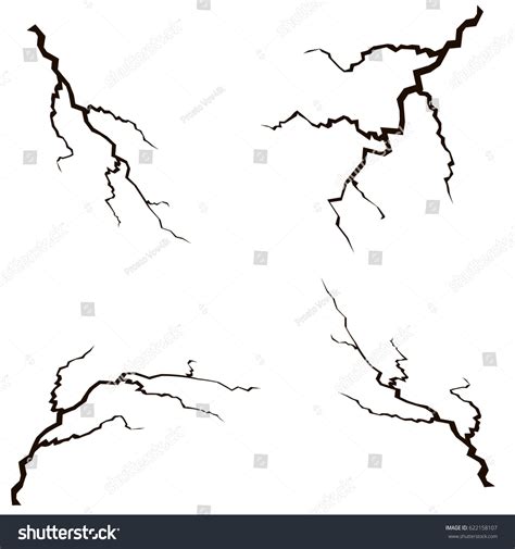 Earth Crack Vector Set Silhouettes Isolated Stock Vector Royalty Free