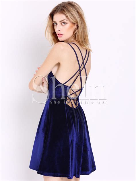 Blue Spaghetti Strap Backless Dress Backless Dress Fashion Dresses