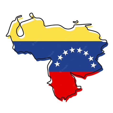 Mapa De Contorno Estilizado De Venezuela Con El Icono De La Bandera