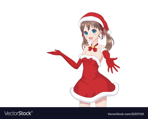 Anime Manga Girl Dressed In Santa Claus Costume Vector Image