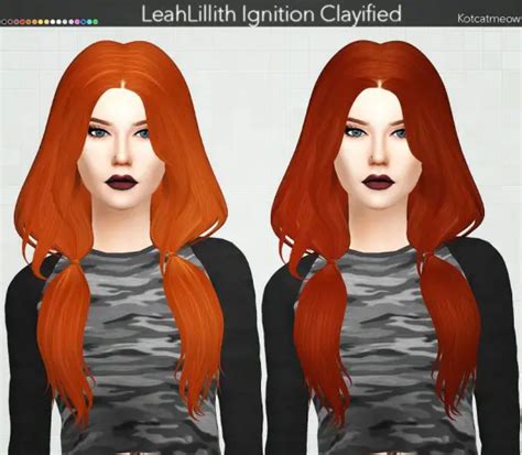 Kot Cat Leahlillith`s Ignition Hair Clayified Sims 4 Hairs