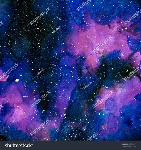 Space Hand Painted Watercolor Background Abstract Stock Illustration