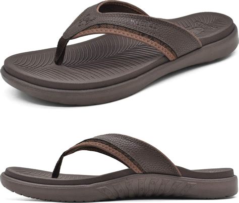 Kuailu Mens Flip Flops Sport Thong Sandals With Comfort Plantar Fasciitis Arch Support Beach