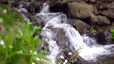 Maybe you would like to learn more about one of these? Water stream flow quickly downhill creating beautiful ...