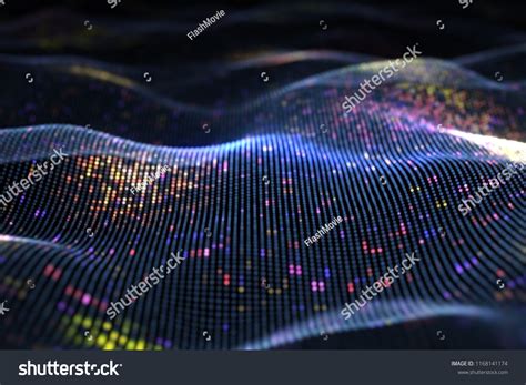 Abstract Glowing Virtual Neural Network Futuristic Stock Illustration