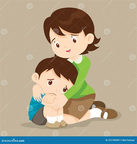 Teacher Comforting Her Crying Student Vector Illustration