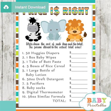 Jungle Theme Baby Shower Games Package D134