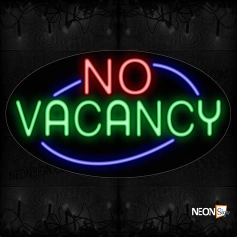 No Vacancy With Blue Arc Border Neon Sign