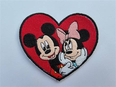 Mickey Mouse And Minnie Mouse Heart Disney Iron On Patch Etsy