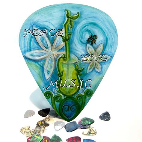 Peace Love Music Giant Guitar Pick Wall Art 1115