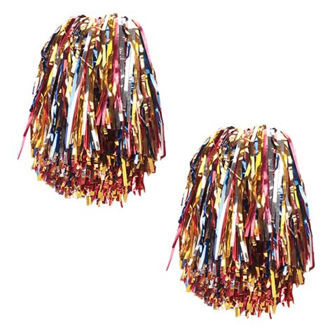 2 pack metallic foil cheerleading poms premium cheerleader pompoms kit cheering hand flowers