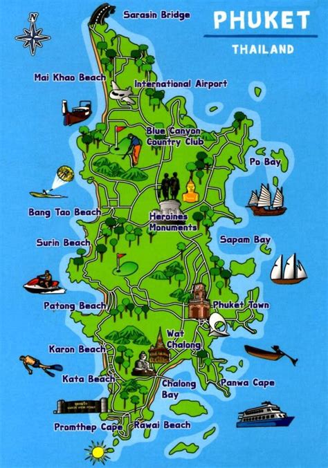 Phuket Island Tourist Map Phuket Tailandia Tailandia Viajes A Tailandia