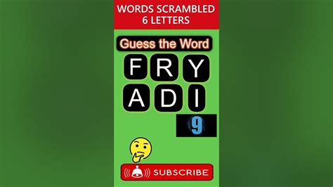 Rfdiya 6 Six Letter Word Scrambled Quiz 27 Shorts Youtube