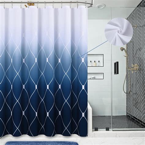 Smabu Extra Long Shower Curtain Navy Blue Shower Curtains