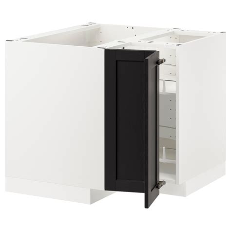 Metod Corner Base Cabinet With Carousel White Lerhyttan Black Stained