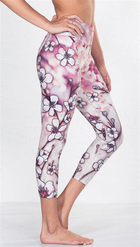 Cherry Blossoms Eagle Rock Werkshop Capri Length Performance Leggings