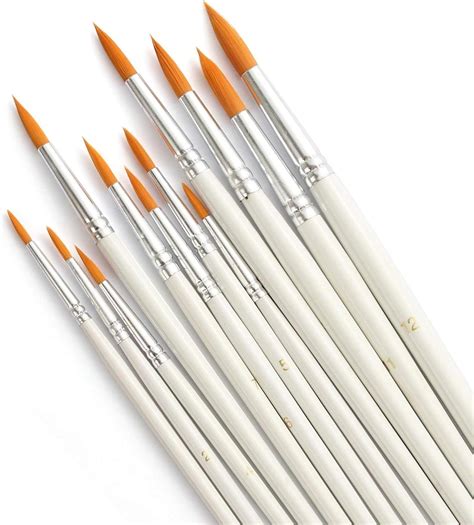 Acrux7 Round Point Paint Brushes Set 12 Pcs Paintbrushes