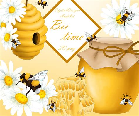 Honey Bee Clipart Animal Illustrations Creative Market