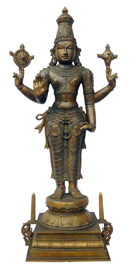 This Fantastic South Indian Bronze Statue Of Lord Vishnu Is Crafted By