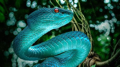 Desktop Wallpaper Blue Viper Snake Reptile Hd Image Picture The Best Porn Website