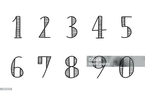 Set Of Handwritten Numbers Stock Illustration Download Image Now