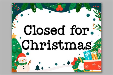 Free Printable Closed For Christmas Sign Template Landscape 7 Mom Envy