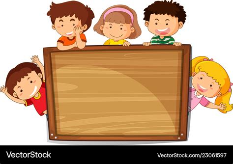 Kids On Wooden Board Royalty Free Vector Image